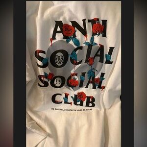 Anti Social Social Club White Sweater with Red and Black Graphics